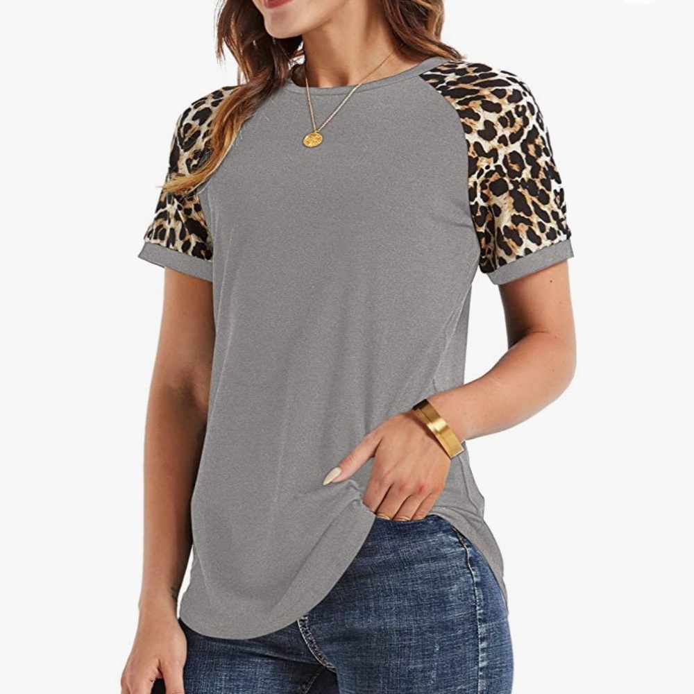 Leopard Print Sleeve Tunic Tee